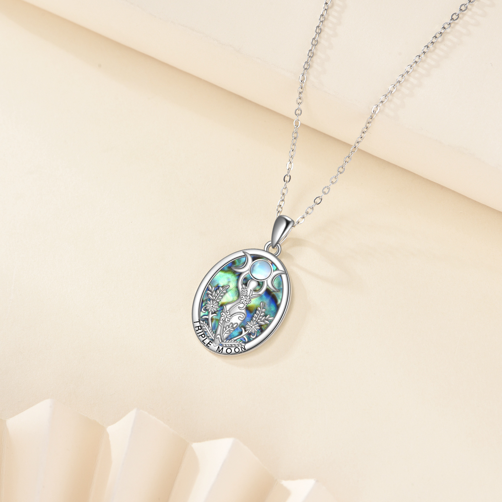Women's 925 Sterling Silver March Goddess Pendant with Abalone Shell